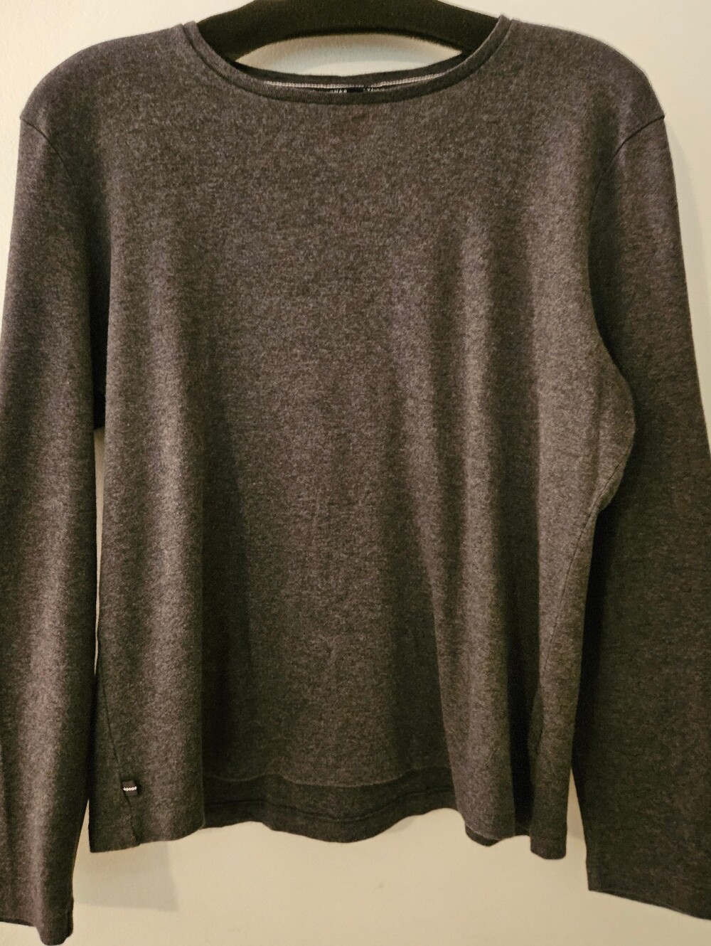 Jones New York Signature Petite PXL Gray Cotton Knit Long Sleeve Top Shirt